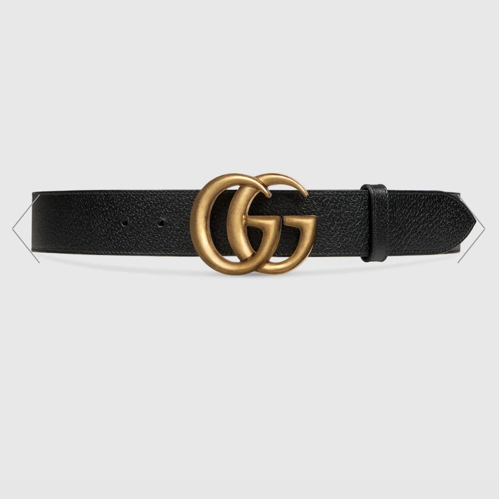 Authentic GUCCI wide leather belt with a doble G buckle